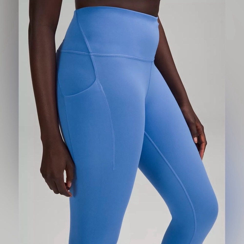 Lululemon Wunder Train High-Rise Tight with Pockets 25" size 6 Blue Nile EUC